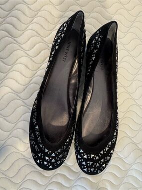 Nine West Black Studded Pointed Flats